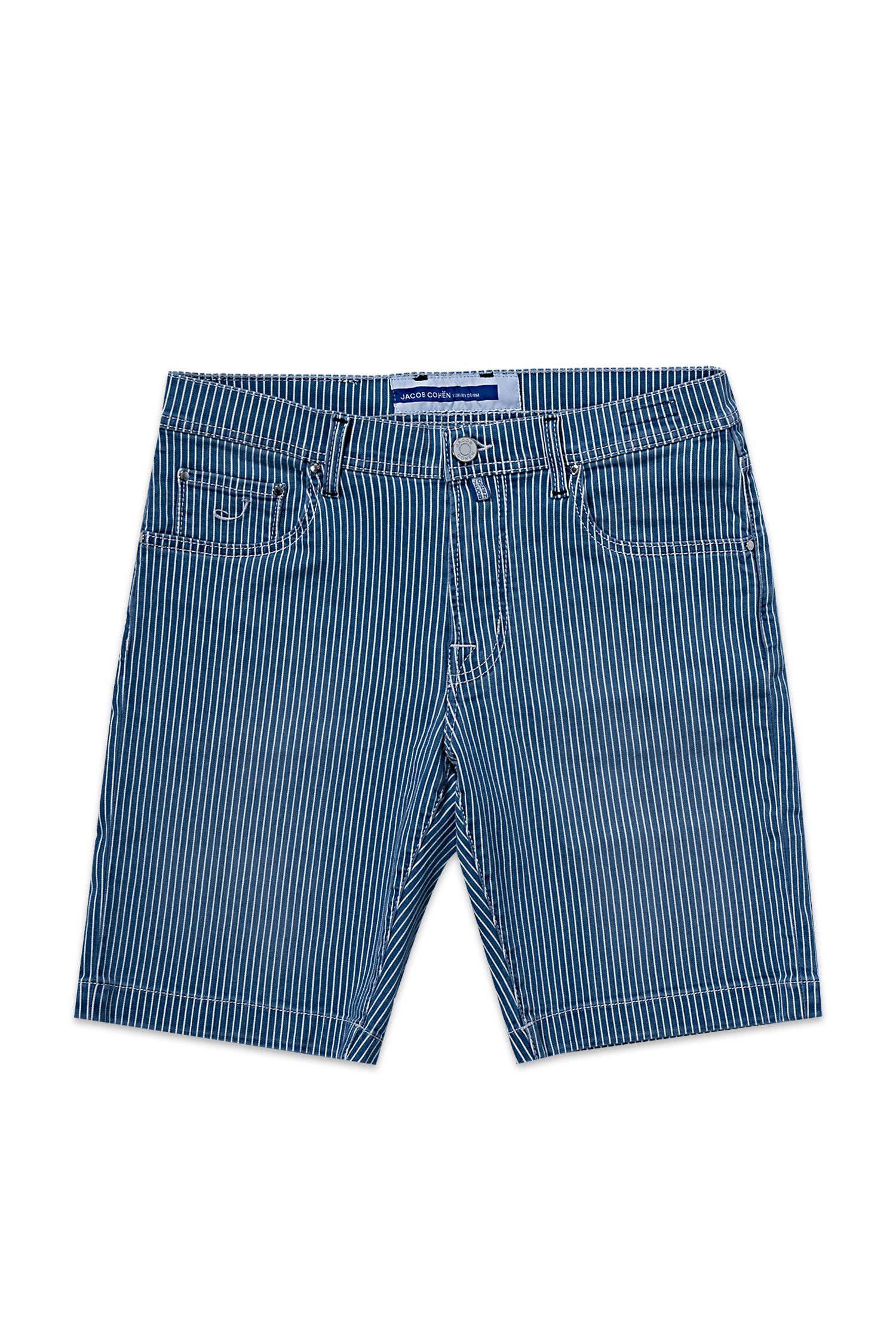 JACOB COHEN | Striped Denim Shorts | Blue & White