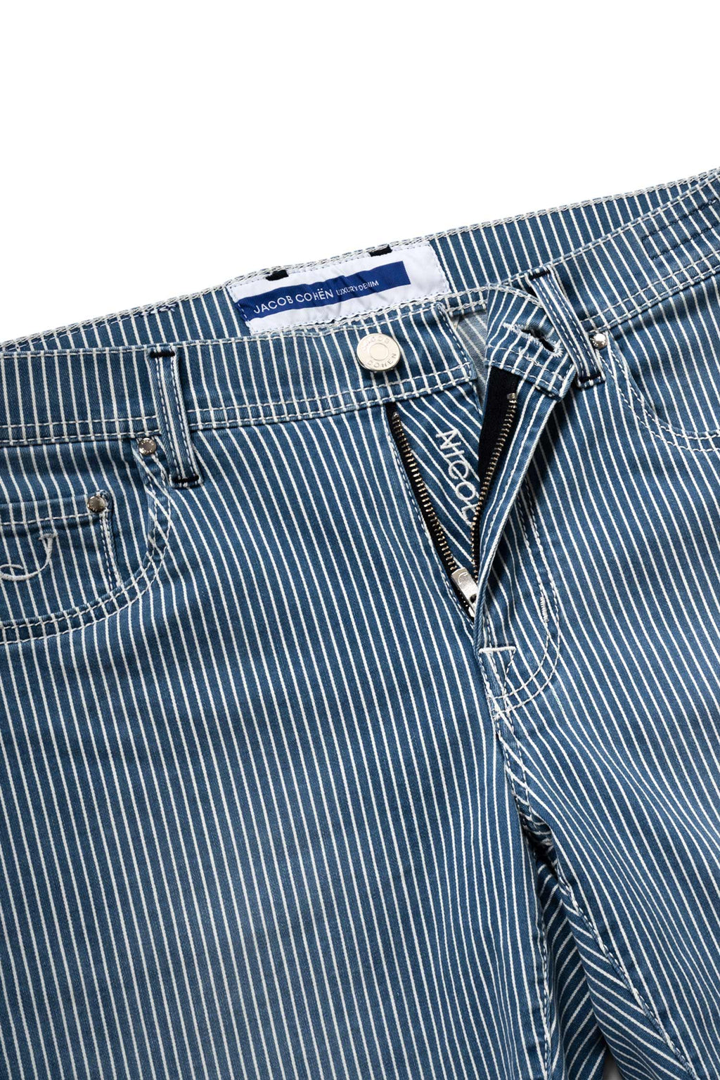 JACOB COHEN | Striped Denim Shorts | Blue & White