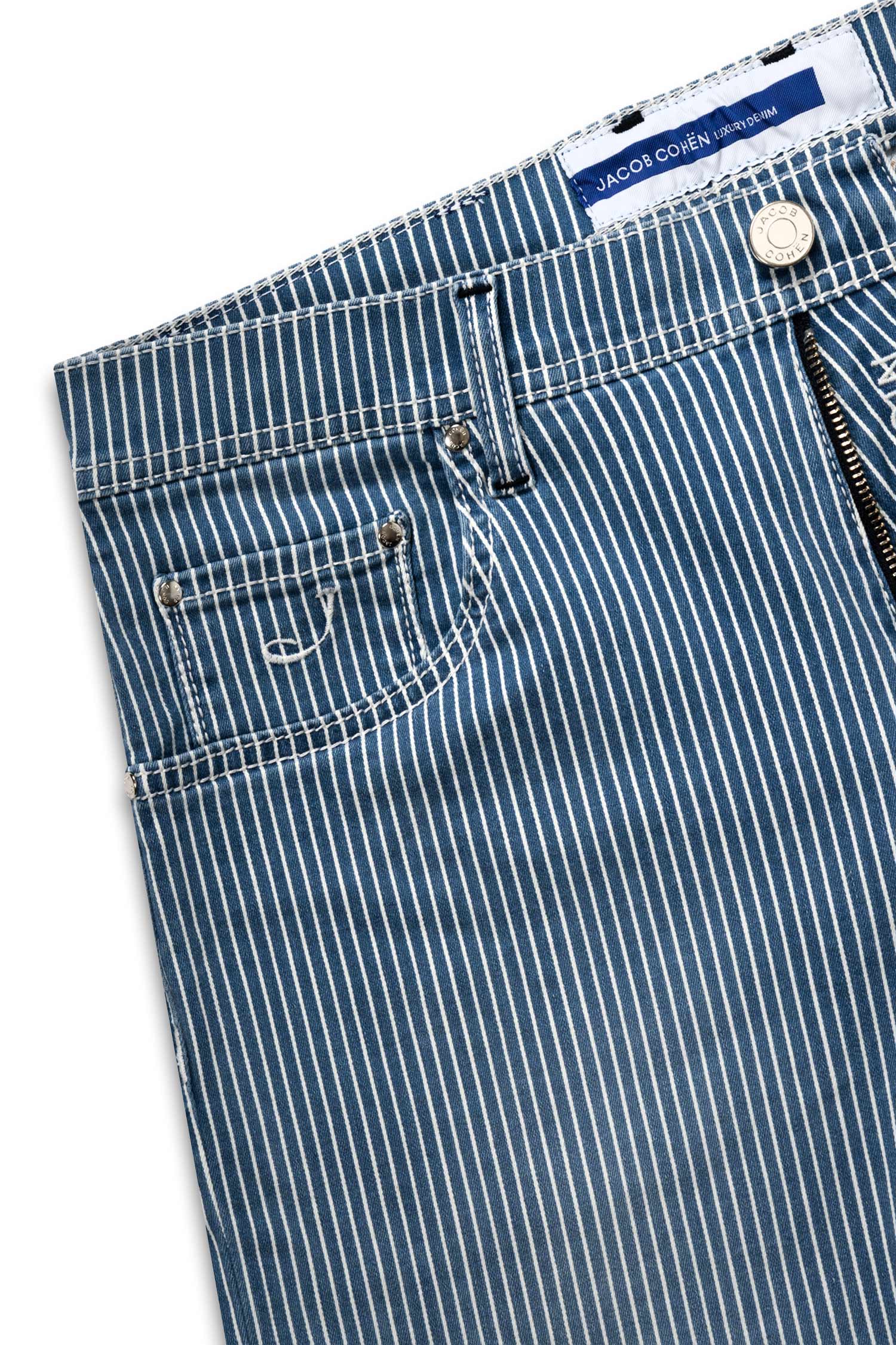 JACOB COHEN | Striped Denim Shorts | Blue & White