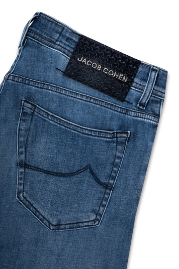 JACOB COHEN Blue Denim Bard Jeans Laser-Cut Label