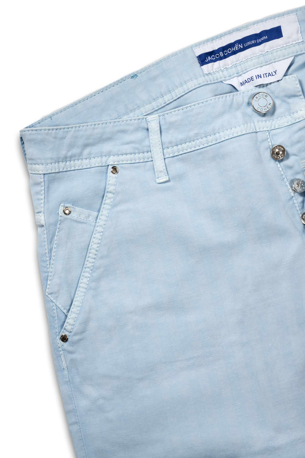 JACOB COHEN | Lou Herringbone Shorts | Sky Blue