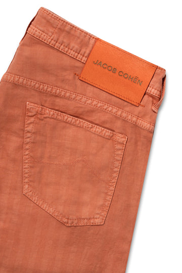 JACOB COHEN Orange Lou Herringbone Shorts