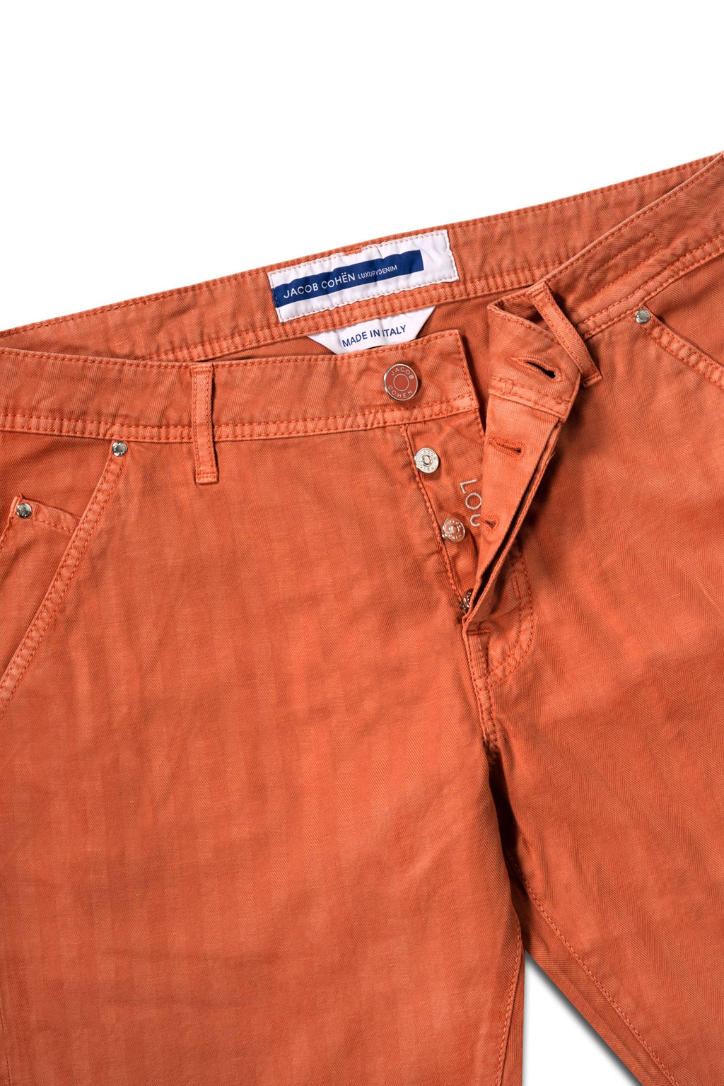 JACOB COHEN | Lou Herringbone Shorts | Orange