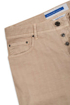 JACOB COHEN | Cotton & Linen Herringbone Trousers | Beige