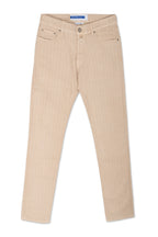 JACOB COHEN | Cotton & Linen Herringbone Trousers | Beige