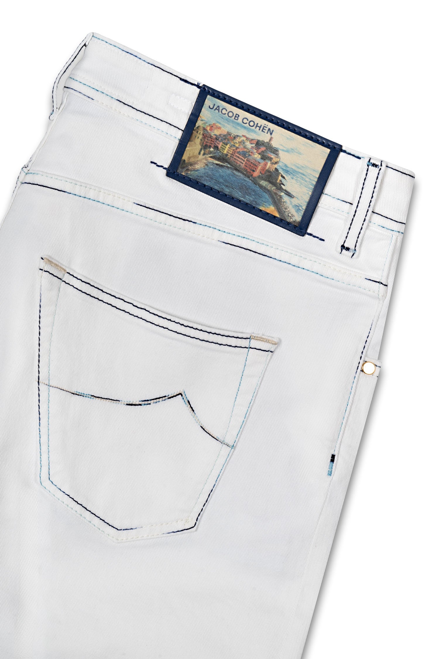 JACOB COHEN | Scott Jeans Blue Stitch | White Denim – Mitchell Ogilvie