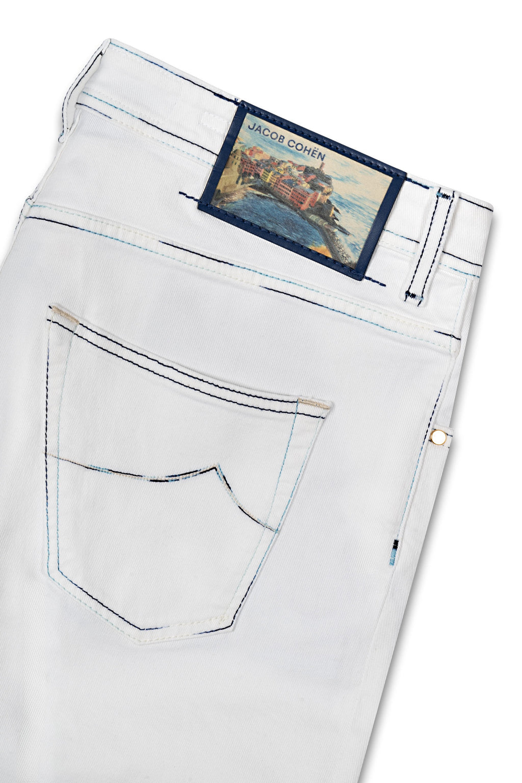 JACOB COHEN | Scott Jeans Blue Stitch | White Denim