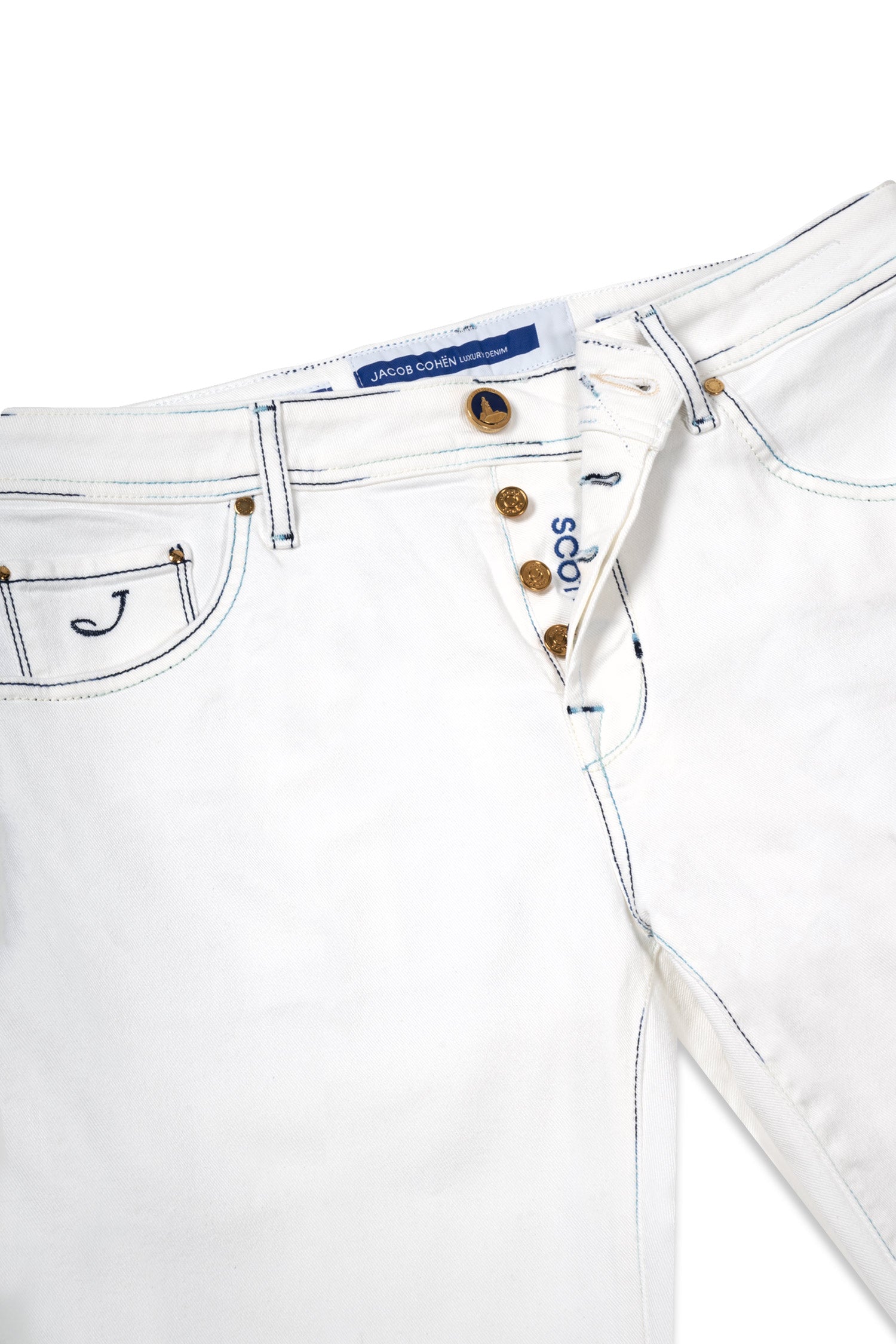 JACOB COHEN | Scott Jeans Blue Stitch | White Denim – Mitchell Ogilvie