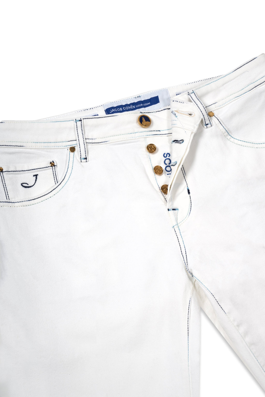 JACOB COHEN | Scott Jeans Blue Stitch | White Denim