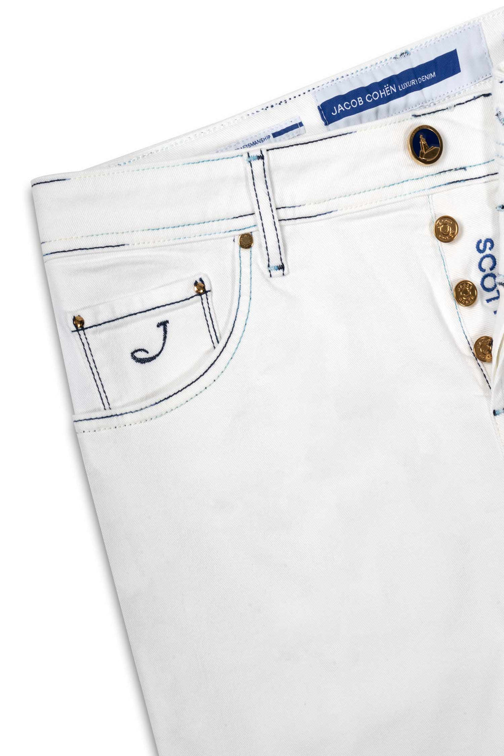 JACOB COHEN | Scott Jeans Blue Stitch | White Denim