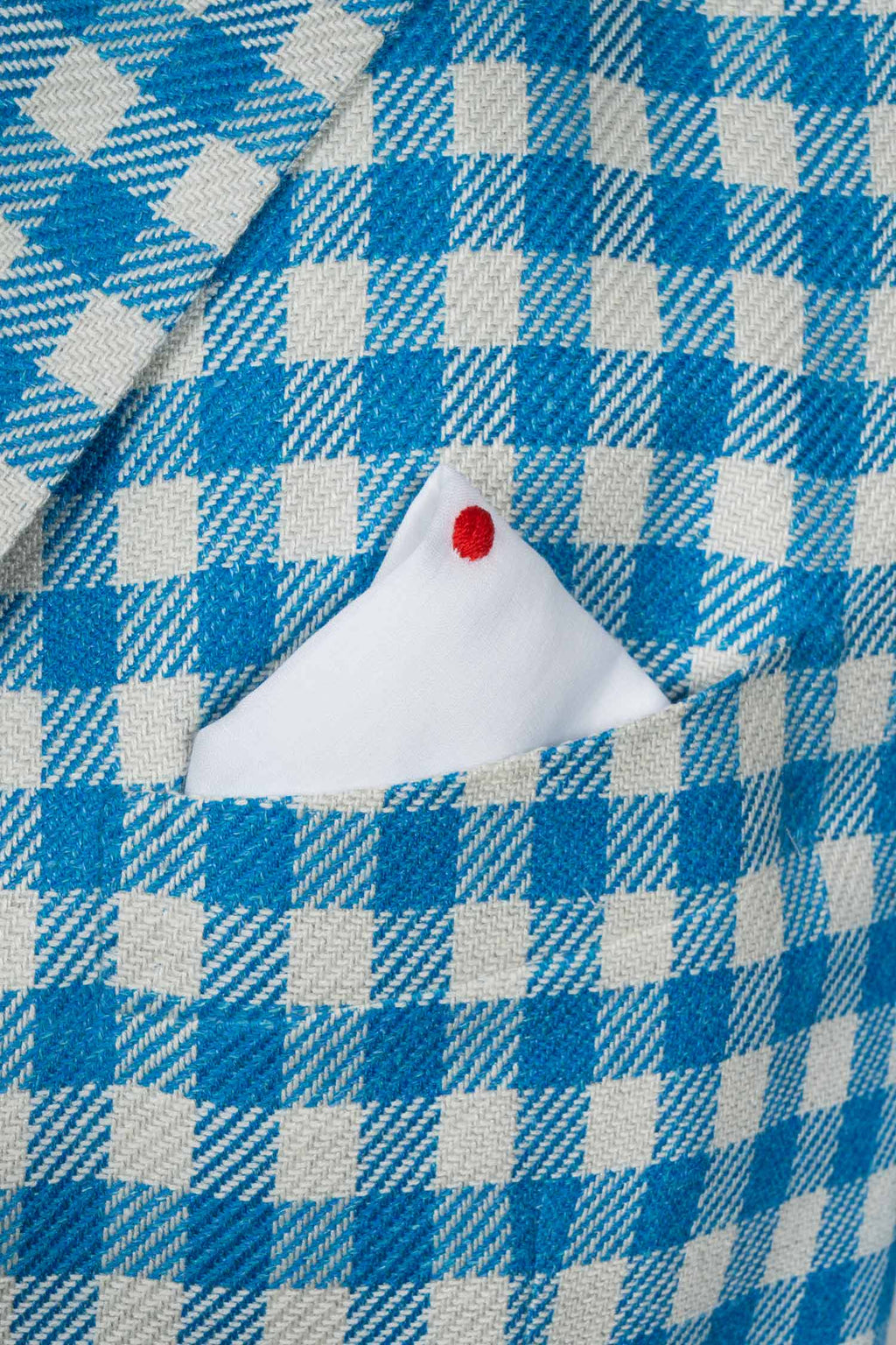 KITON | Twill Check Jacket | Blue & White