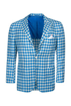 KITON | Twill Check Jacket | Blue & White