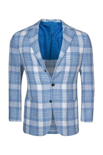 KITON Blue & White Multi Check Jacket