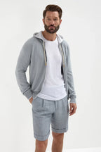 PINI PARMA | Herringbone Shorts With Side Tabs | Blue