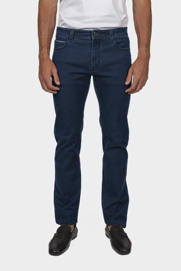 CANALI Dark Denim Jeans With Suede Label