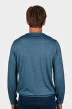 CANALI | Washed Wool-Silk Crew Neck Knit | Mid-Blue