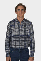 CANALI | Graffiti Check Shirt | Blue & Grey