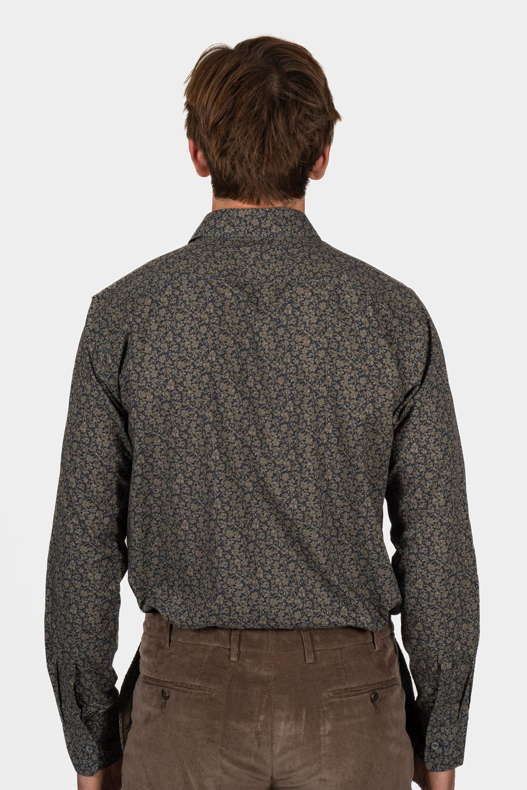 CANALI | Floral Print Shirt | Brown & Navy