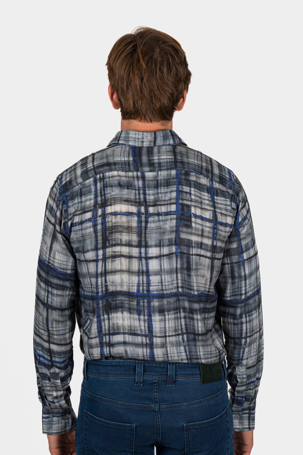 CANALI | Graffiti Check Shirt | Blue & Grey