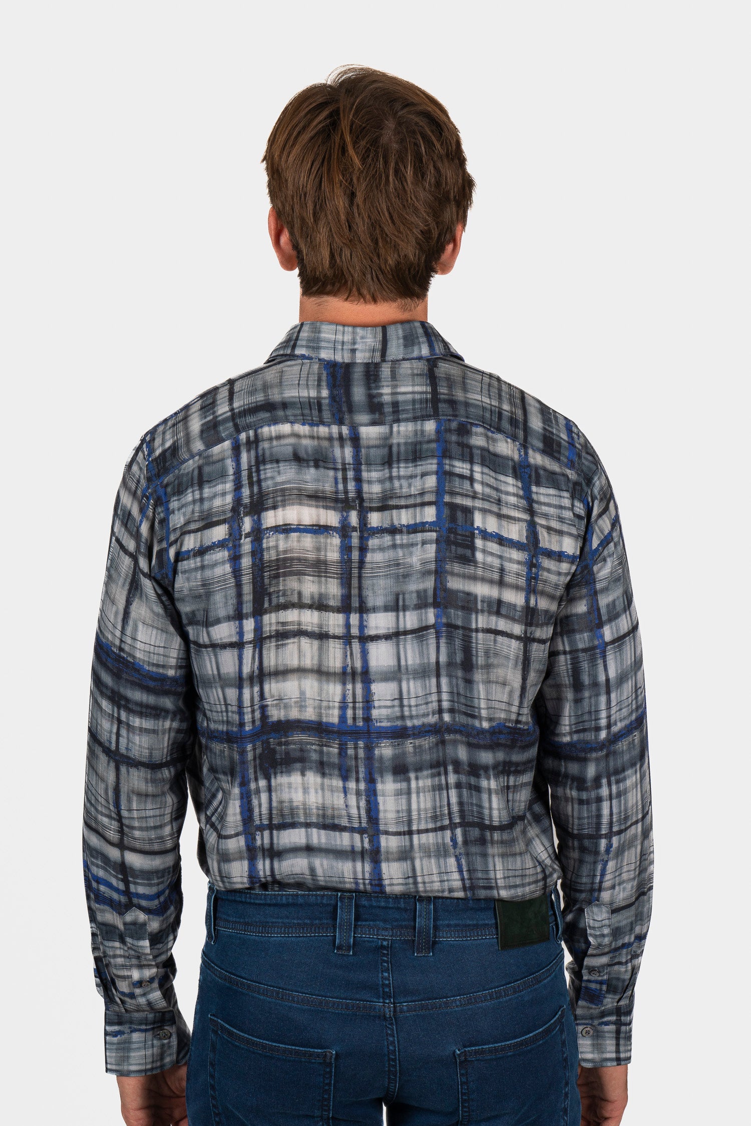 CANALI | Graffiti Check Shirt | Blue & Grey