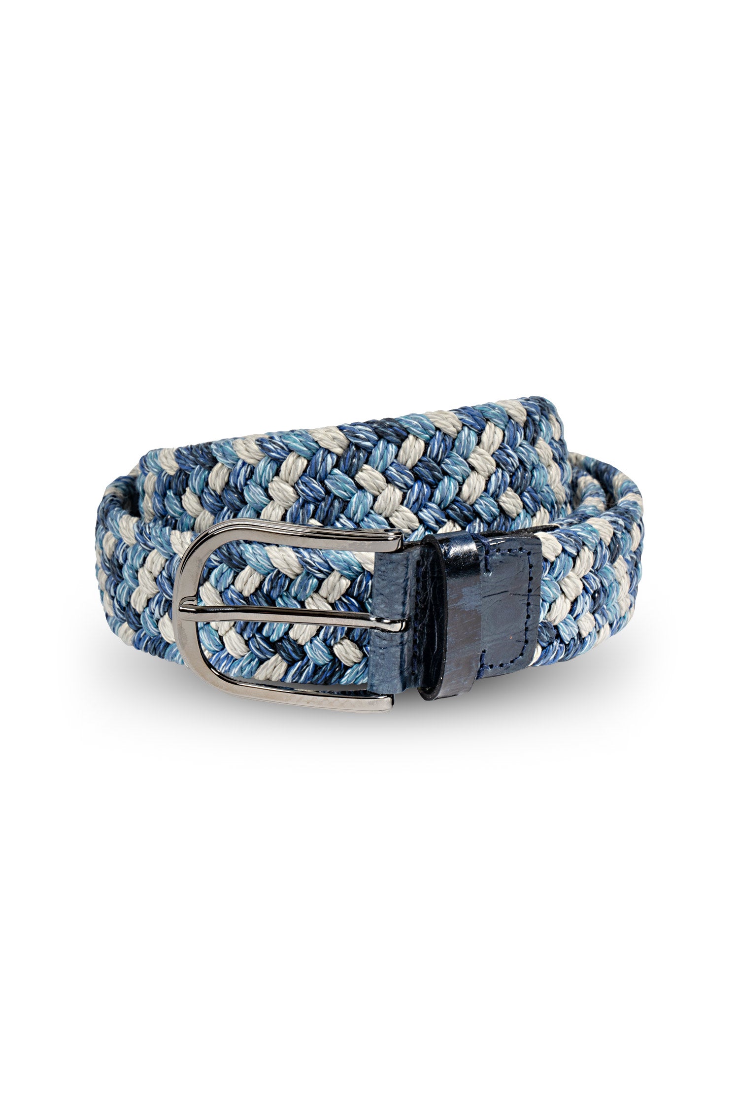 MITCHELL OGILVIE | Elasticated Plaited Belt Croc Trims | Blue & White