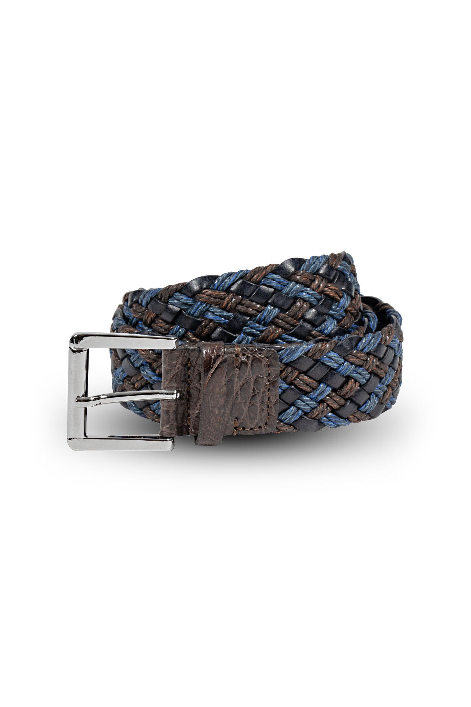 MITCHELL OGILVIE | Plaited Belt No Stretch | Navy & Brown