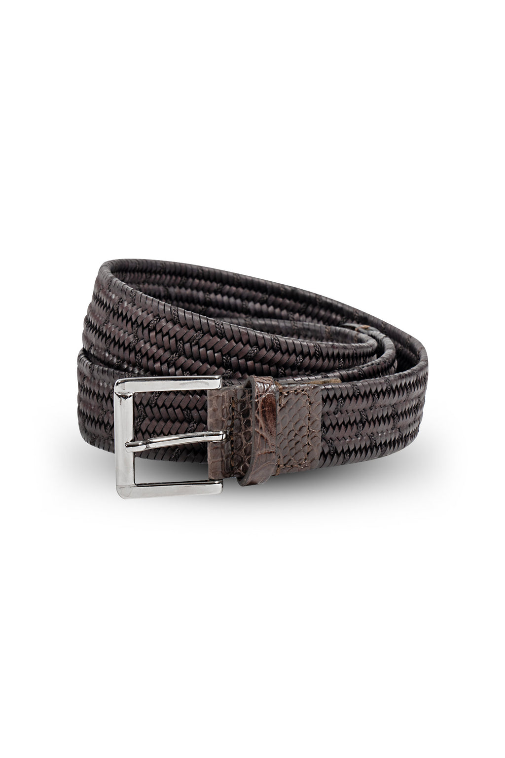 MITCHELL OGILVIE | Plaited Belt Croc Trims | Dark Brown