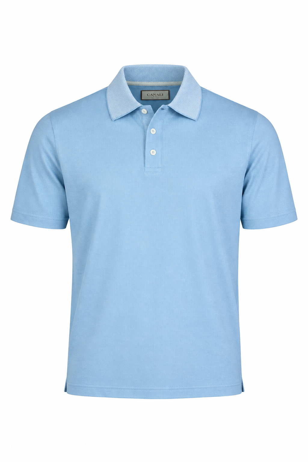 CANALI | Contrast Ribbed Collar Polo | Sky