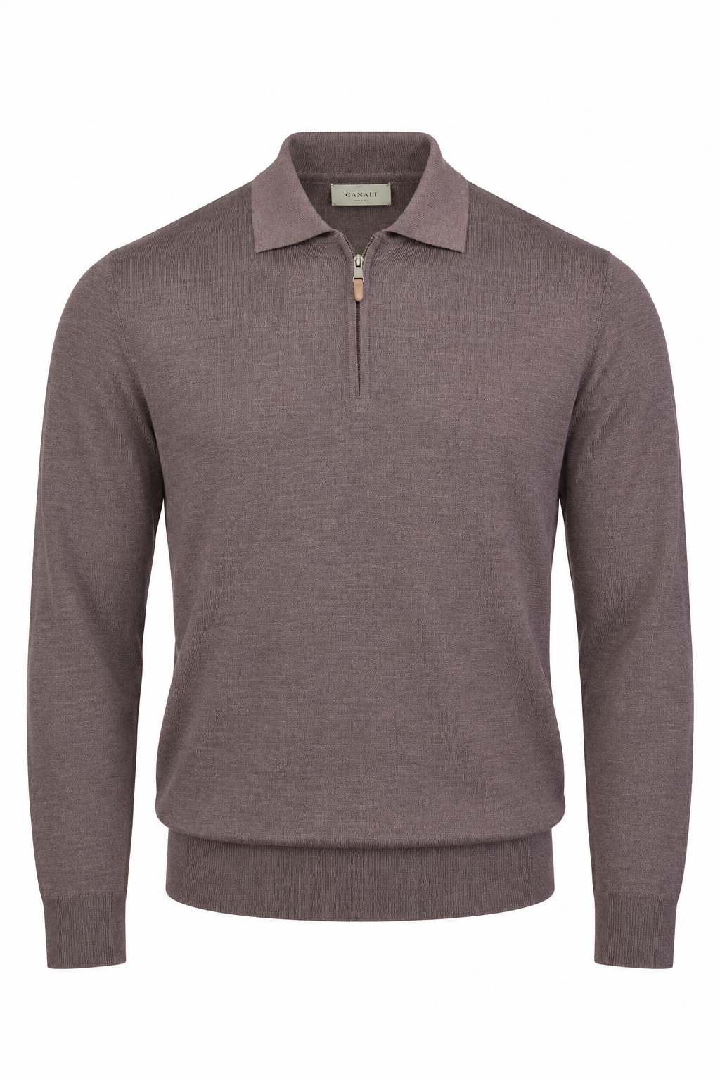 CANALI | Zip Neck Polo | Chocolate