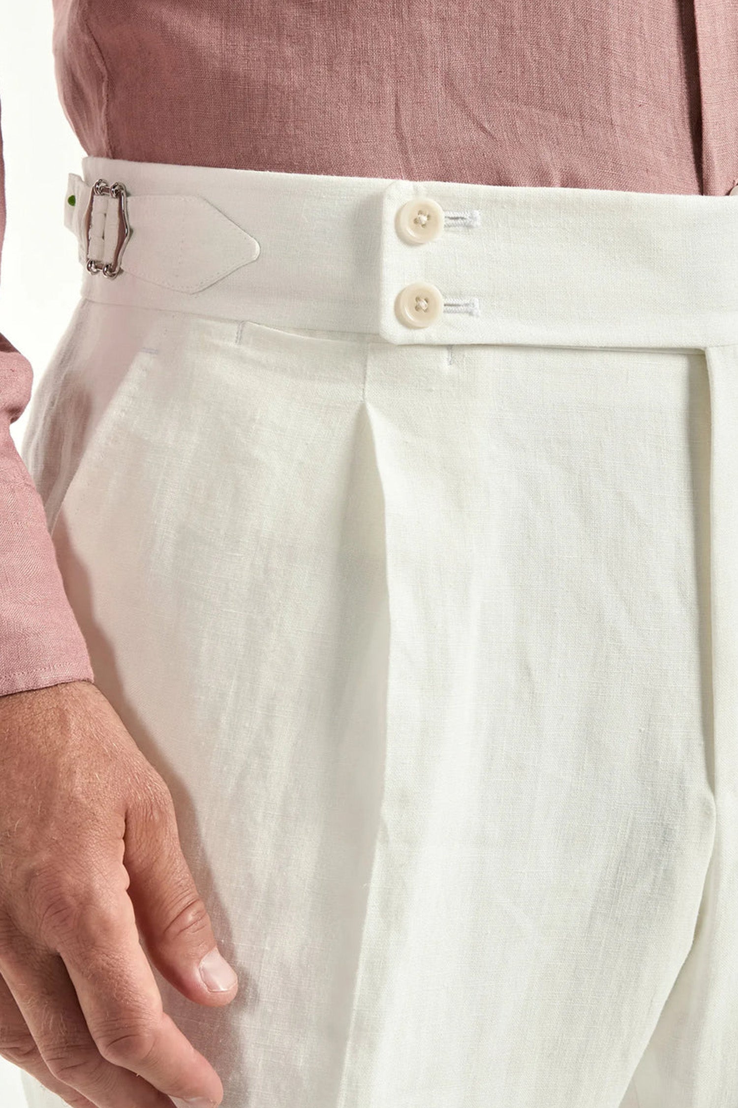 PINI PARMA | 1 Pleat Linen Soragna Trousers | White