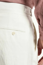 PINI PARMA | 1 Pleat Linen Soragna Trousers | White