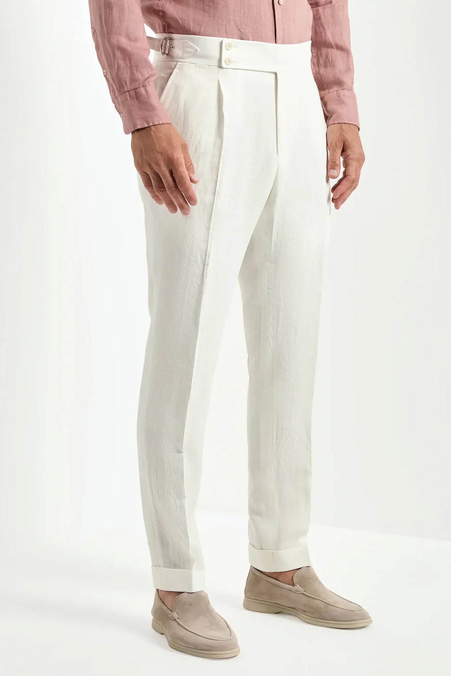 PINI PARMA | 1 Pleat Linen Soragna Trousers | White