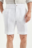 PINI PARMA | Double Pleated Linen Shorts | White