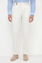 PINI PARMA | 1 Pleat Soragna Trousers | White