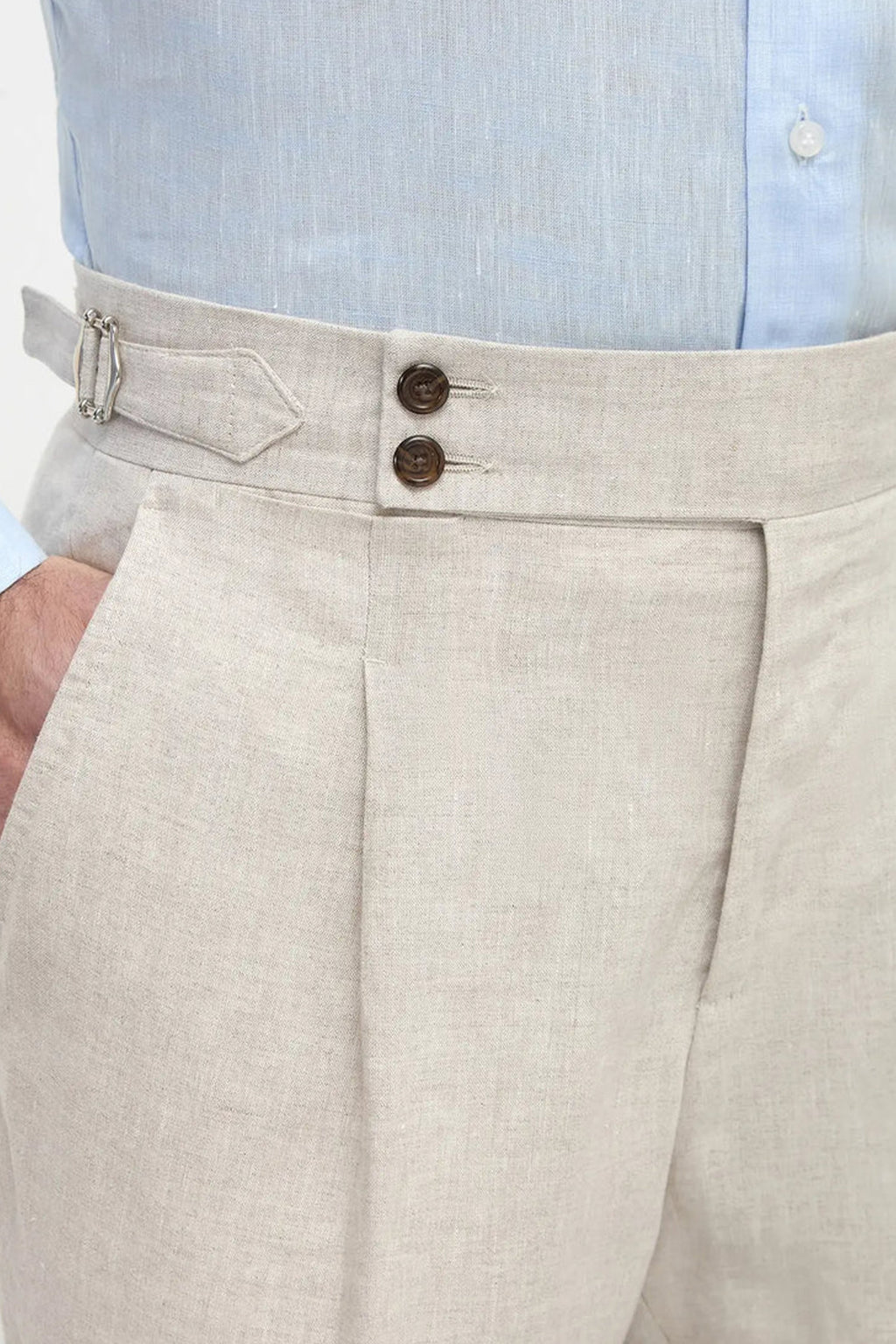 PINI PARMA | 1 Pleat Linen Soragna Trousers | Neutral
