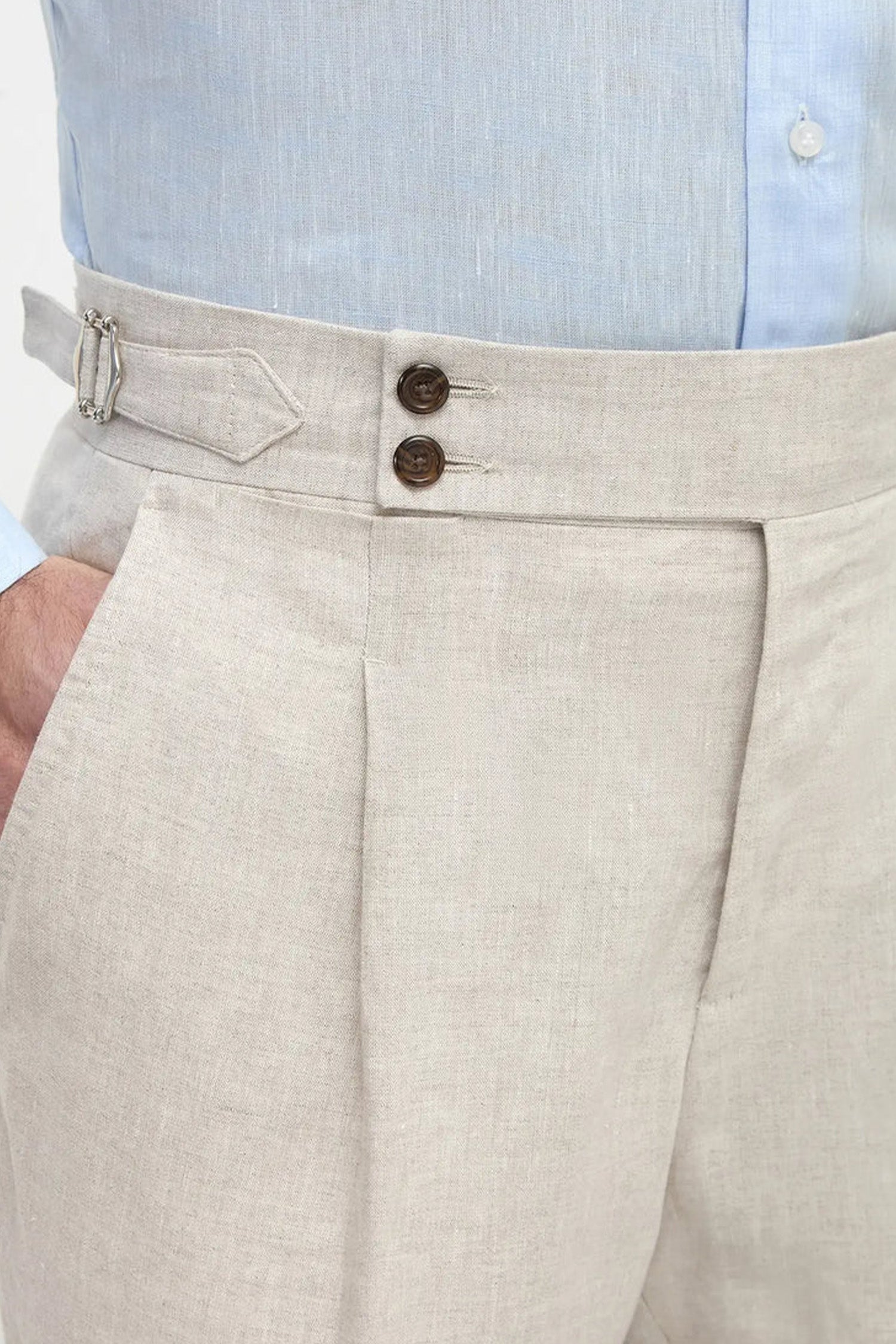 PINI PARMA | 1 Pleat Linen Soragna Trousers | Neutral