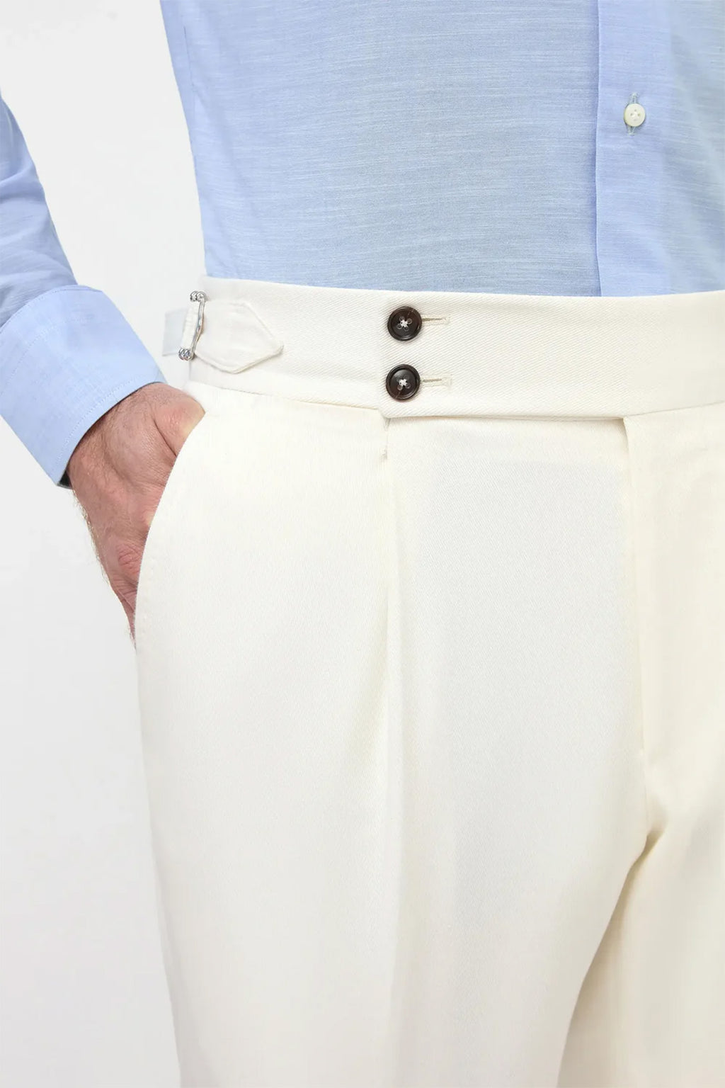 PINI PARMA | 1 Pleat Soragna Trousers | White