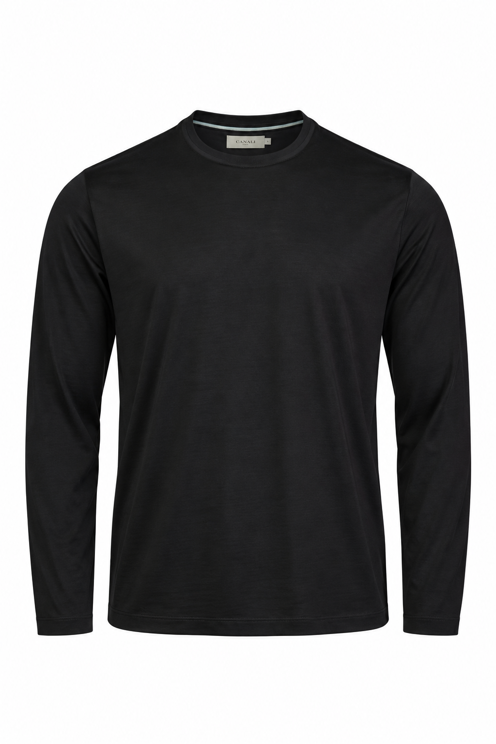 CANALI | Long Sleeve Ribbed Crew Neck T-Shirt | Black