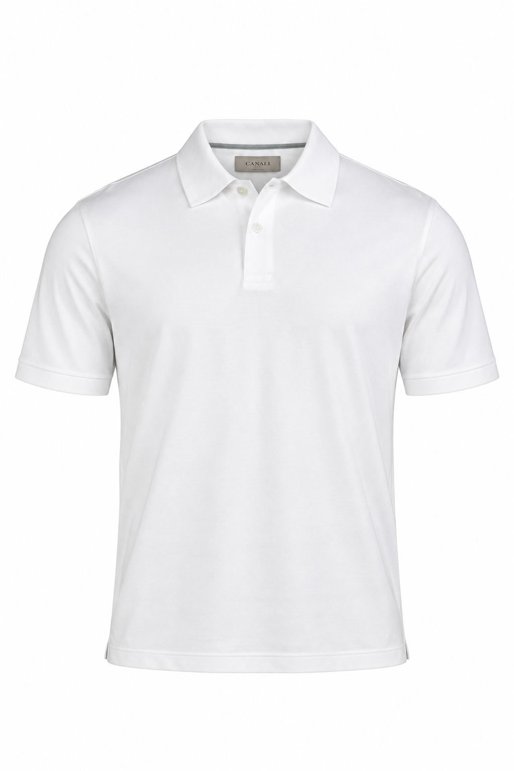 CANALI | Polo With Ribbed Trim On Placket | White