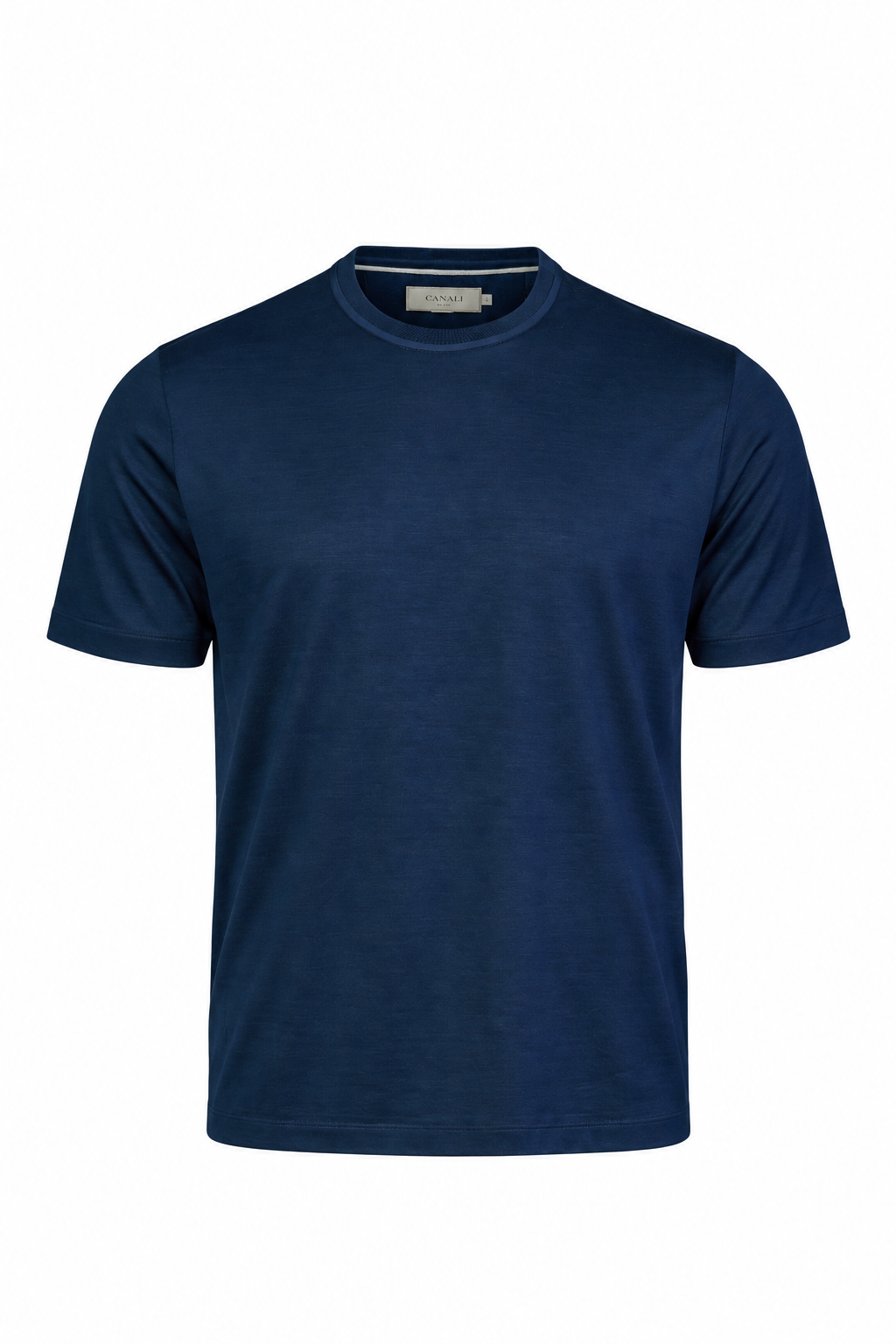 CANALI | Ribbed Crew Neck T-Shirt | Navy