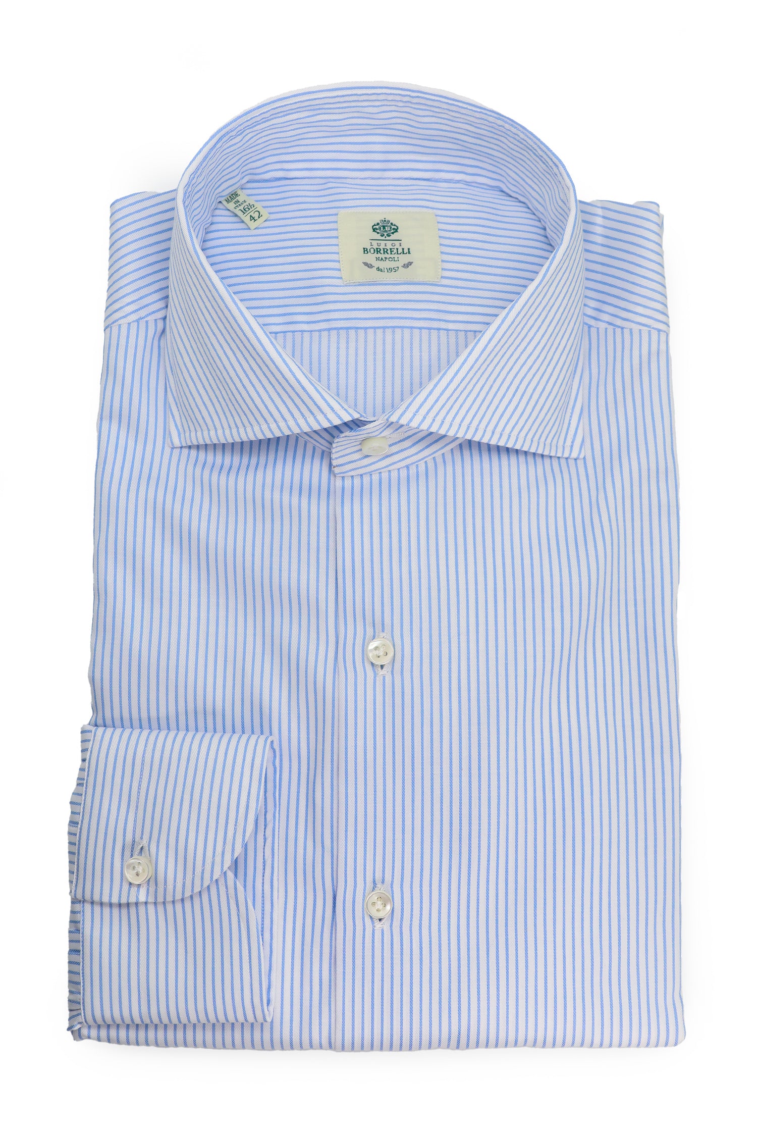 BORRELLI | Striped Twill Shirt | Light Blue