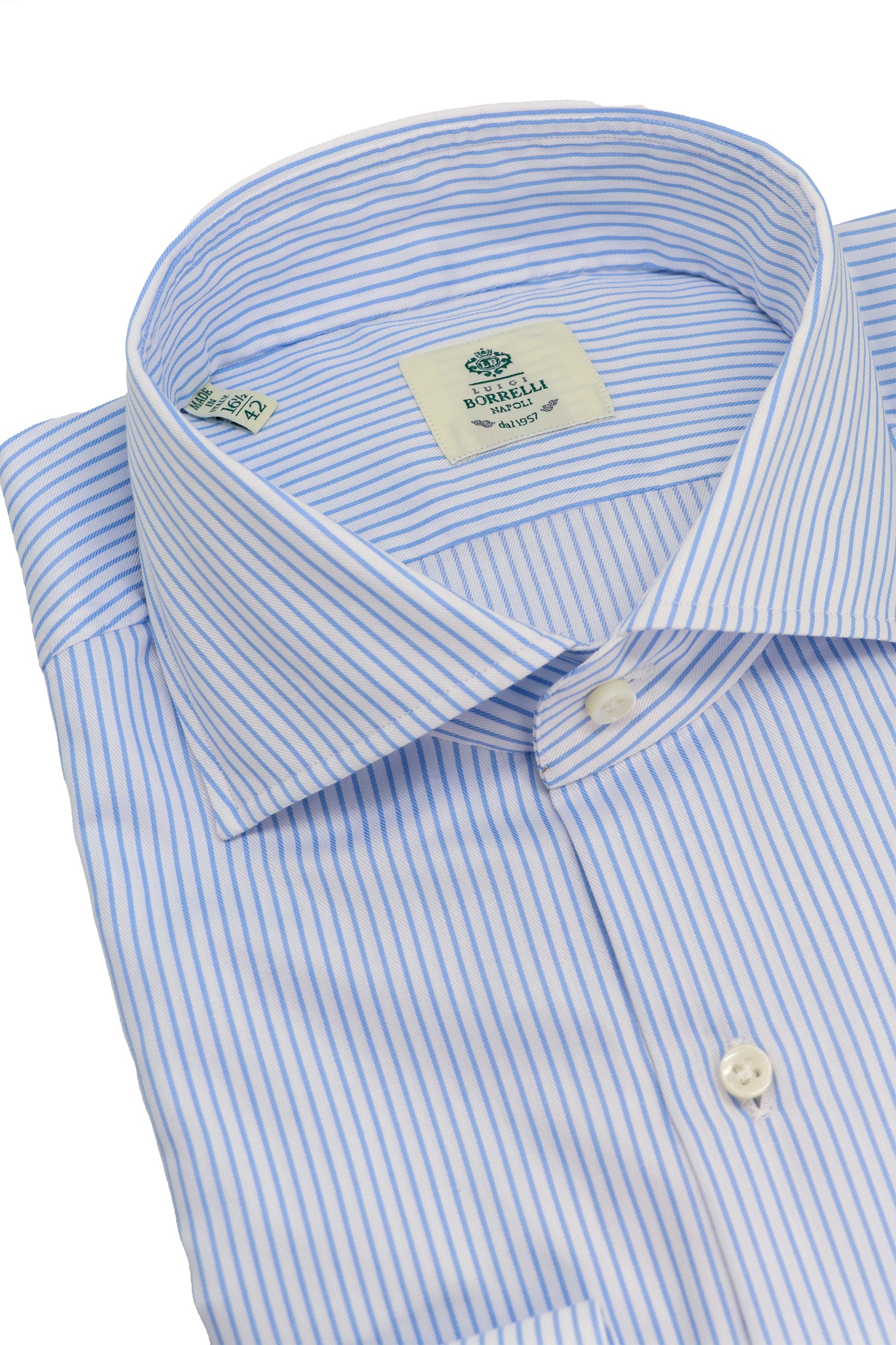BORRELLI | Striped Twill Shirt | Light Blue