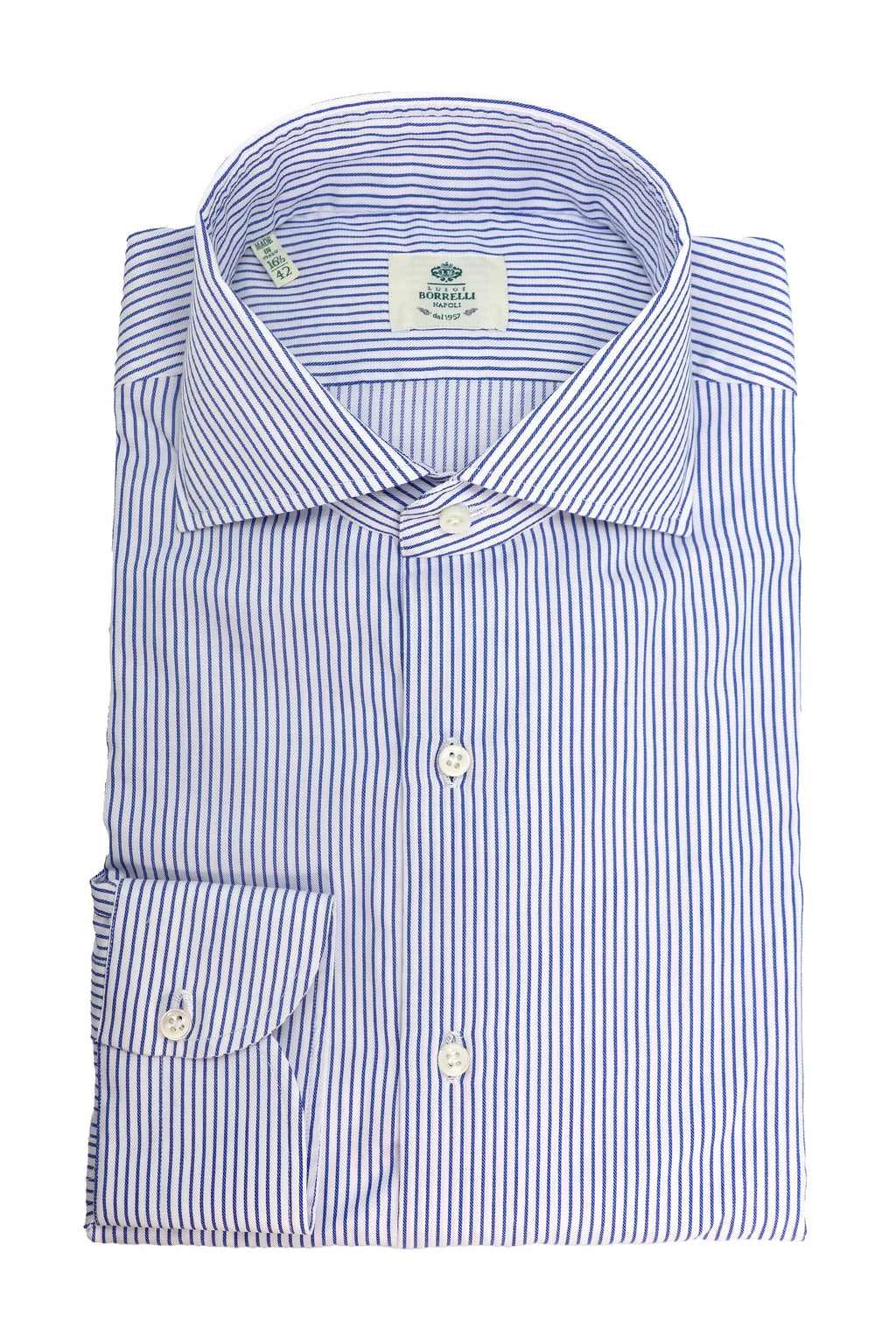 BORRELLI | Striped Twill Shirt | Dark Blue