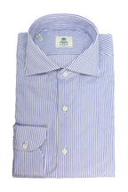 BORRELLI | Striped Twill Shirt | Dark Blue