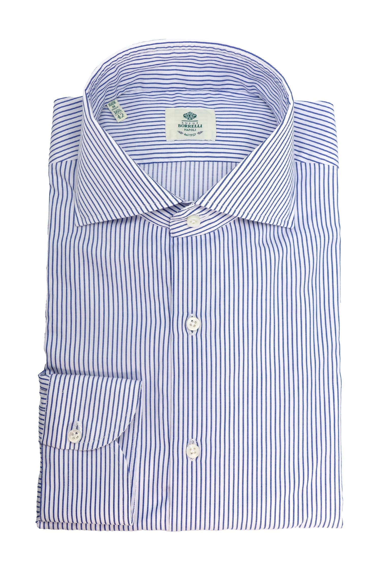BORRELLI | Striped Twill Shirt | Dark Blue