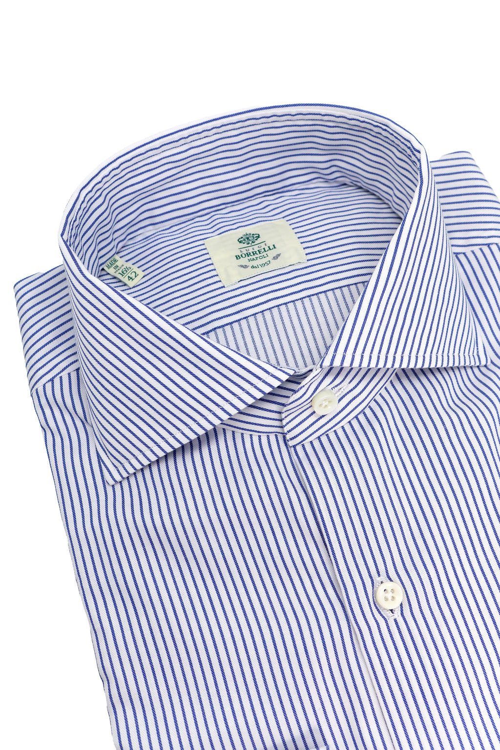 BORRELLI | Striped Twill Shirt | Dark Blue