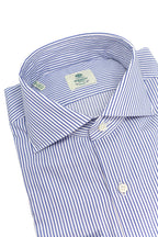 BORRELLI | Striped Twill Shirt | Dark Blue