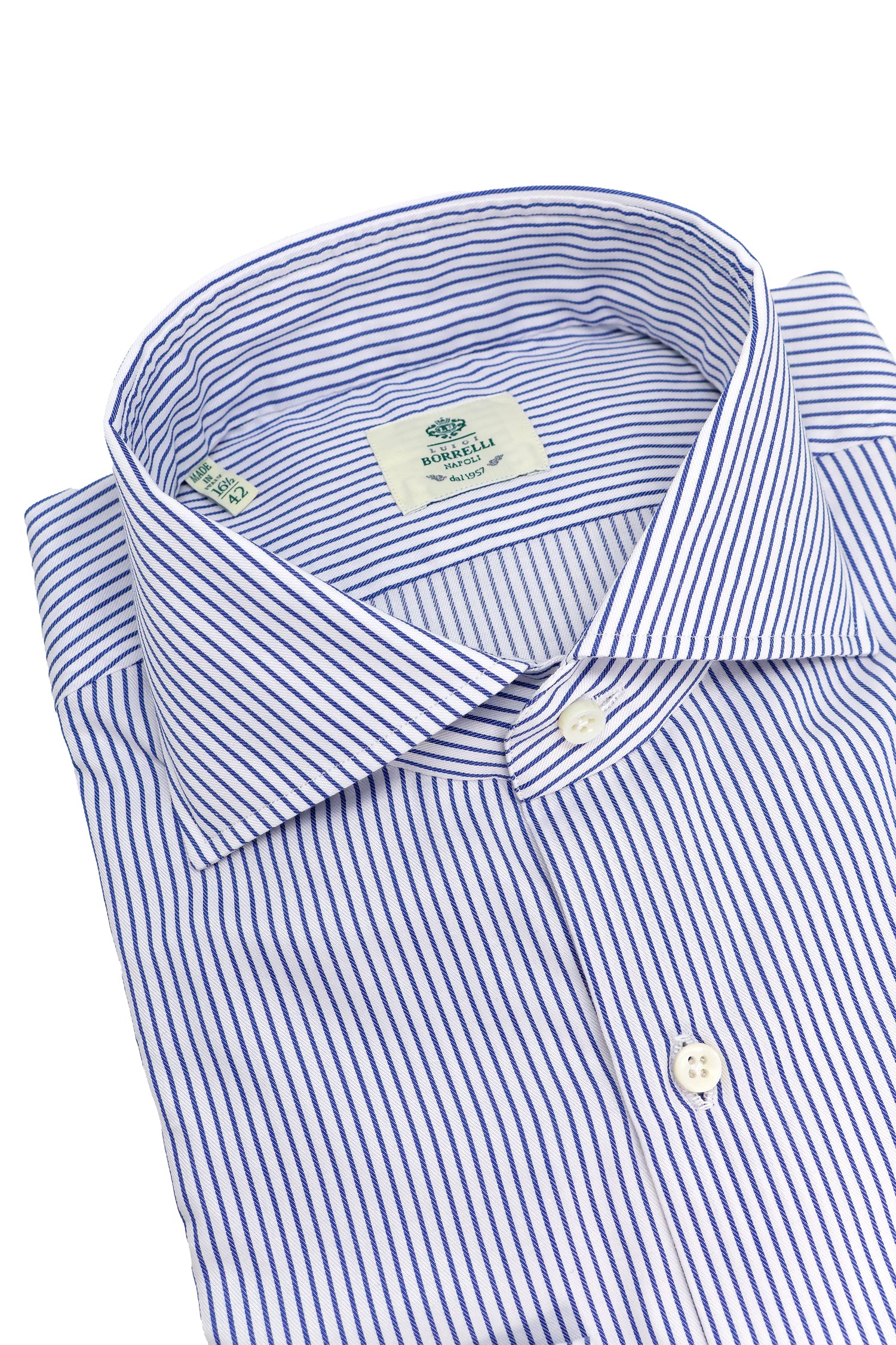 BORRELLI | Striped Twill Shirt | Dark Blue