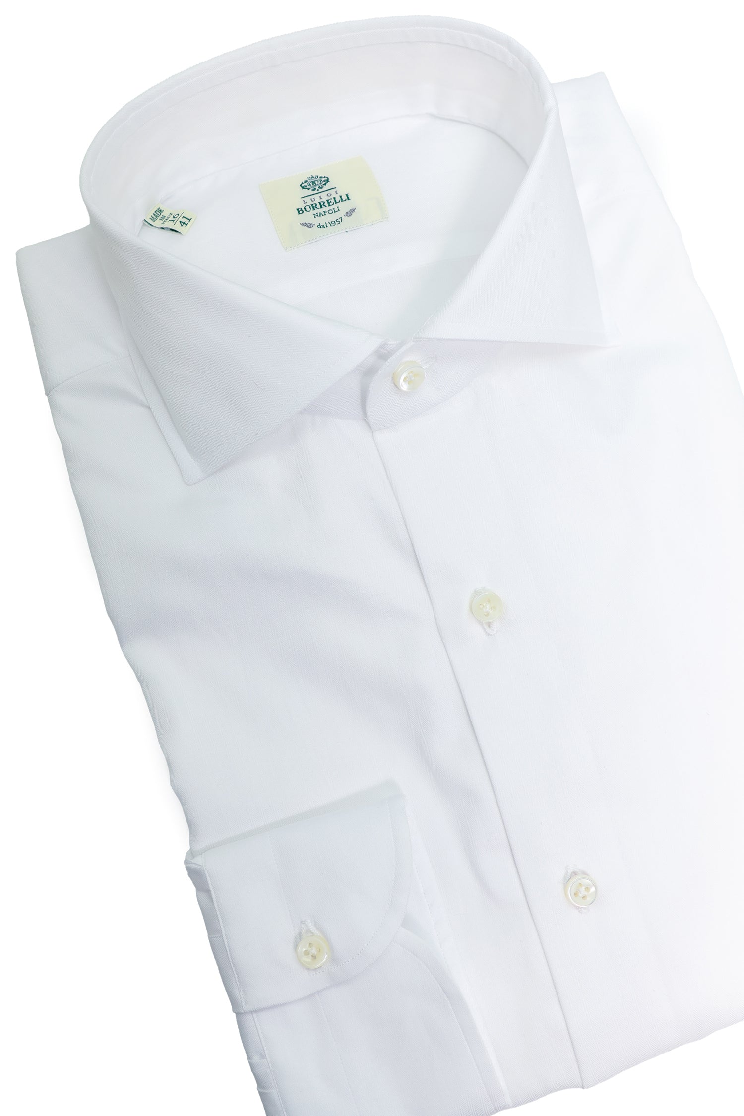 BORRELLI | Herringbone Shirt | White