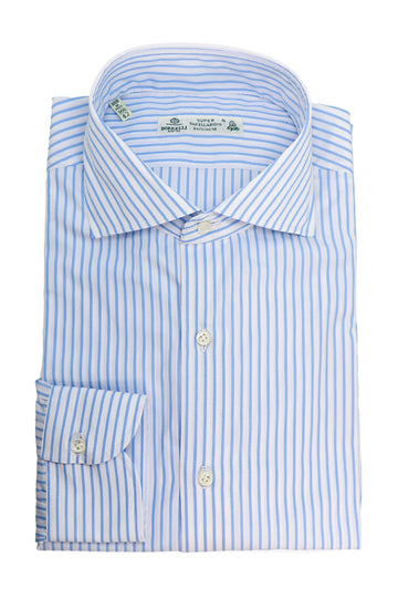 BORRELLI Light Blue Sakellaridis Striped Shirt